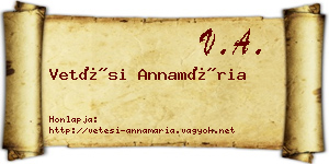 Vetési Annamária névjegykártya